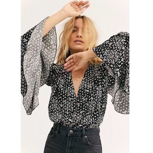 free people | intimately ditsy floral bodysuit black m